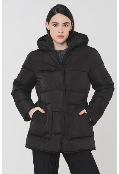Geaca regular fit cu vatelina - Negru