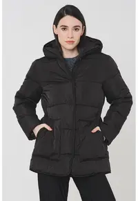 Geaca regular fit cu vatelina - Negru
