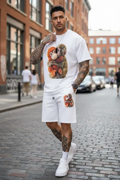 Compleu de vara triocu + pantaloni alb 4001 44-4.1