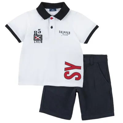 Costum copii Chicco, tricou si pantaloni, alb 2, 75567-64MC