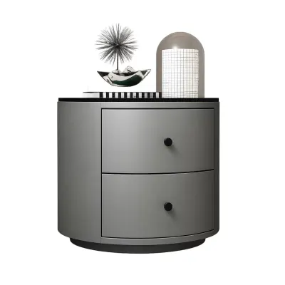 Noptieră Modernă Multifuncțională cu Încărcare Wireless, Iluminare LED și Sistem de Securitate cu Amprentă-LIGHTGRAY