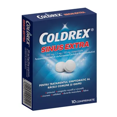 Coldrex Sinus Extra 500 mg/3 mg/50 mg, Perrigo | 10 comprimate
