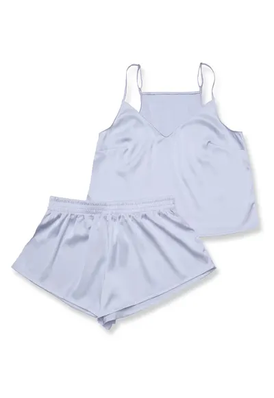 Pijamale de dama satin - gri deschis