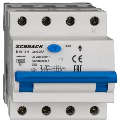 Intreruptor automat+dif. 3+N, AMPARO 6kA, B 40A, 30mA,tip A
