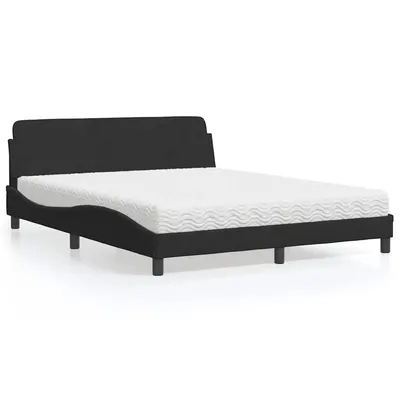 vidaXL Pat cu saltea, Dover, negru, 160x200 cm, catifea