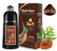 Sampon Premium 3 in 1 pentru Colorarea Parului, Anti Cadere, Regenerare cu Ghimbir si Ginseng, 500 ml, 3 Saten inchis (Dark Brown)