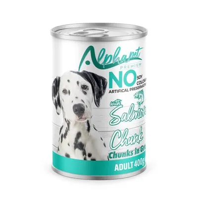 Hrană umedă Premium pentru câine Alphapet, cu somon, 400 g