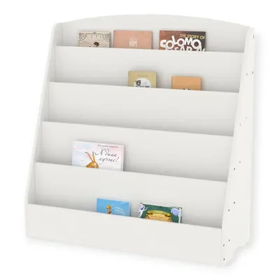 Organizator cu rafturi pentru carti si reviste Ginger Home Alb din MDF usor de curatat,margini rotunjite,dimensiuni 80x30x80 cm