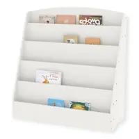 Organizator cu rafturi pentru carti si reviste Ginger Home Alb din MDF usor de curatat,margini rotunjite,dimensiuni 80x30x80 cm