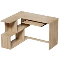 HOMCOM Birou de colț, 120 x 100 x 76 cm, Birou computer în L cu suport pentru tastatură, 4 compartimente deschise, natural | Aosom Romania