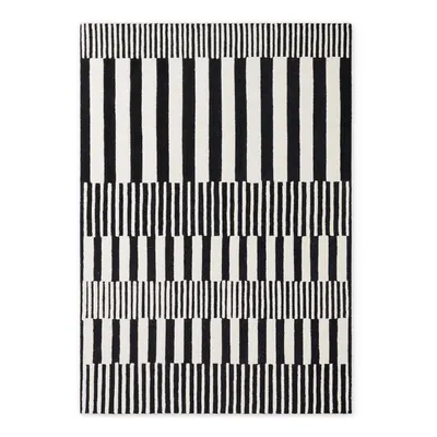 Covor alb-negru țesut manual din lână 200x290 cm Stryve Pulse – Elle Decoration