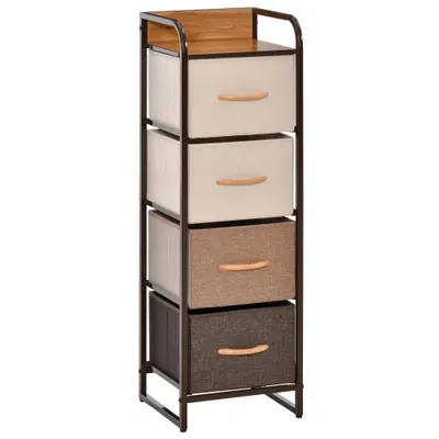 HOMCOM Comodă pentru Dormitor cu 4 Sertare Pliabile, Blat Superior din Lemn și Cadru Metalic 31x29x99 cm Multicolor | Aosom Romania