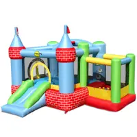 Happy Hop Castel Gonflabil cu Tobogan, Mingi si Pompa 325x300x220 cm