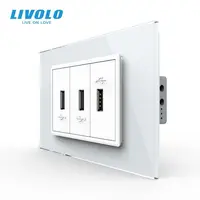 Priza tripla USB 3M, cu rama sticla Alb