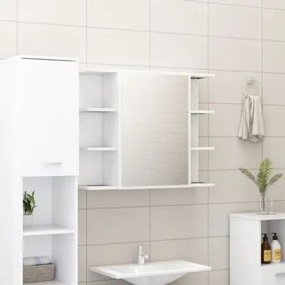 vidaXL Dulap de baie cu oglindă, alb, 80x20,5x64 cm, lemn prelucrat