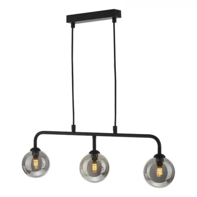 Lampa suspendata Feya 3 Light Bar Pendant Matt Black Smoked Glass