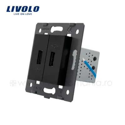 Modul Priza dubla USB Negru