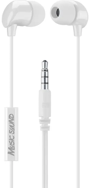 Căști cu microfon Cellularline - Music Sound 3.5 mm, albe
