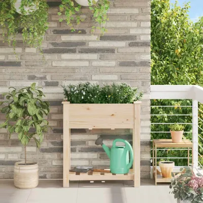 vidaXL Vază pentru Grădină Bej 71 x 37 x 76,5 cm Lemn de Brad Solid