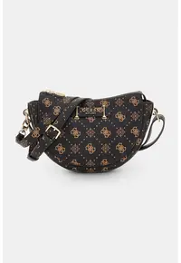 Geanta crossbody cu model monograma - Negru/Maro camel