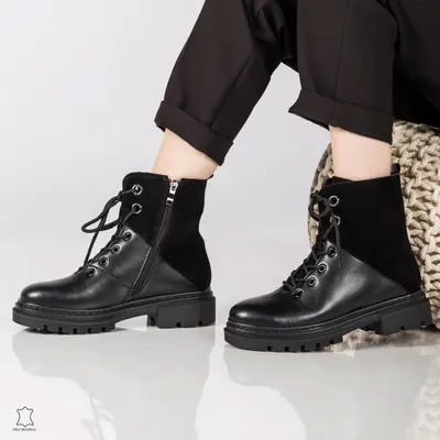 GHETE DAMA Inalta din PIELE Naturala CRL0635NEGRU