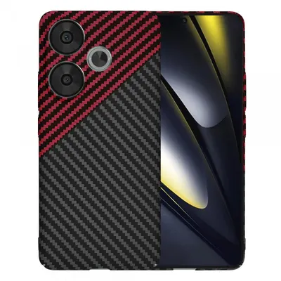 Husa pentru Xiaomi Poco F6, Techsuit, Carbonite FiberShell, Neagra Rosie
