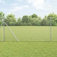 vidaXL Gard de Sârmă Sudată pentru Fixare în Pământ 100 x 1 m Argintiu