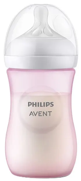 Biberon Philips Avent - Natural Response 3.0, flow 3/medie, 3 m+, 260 ml, roz