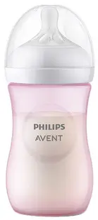 Biberon Philips Avent - Natural Response 3.0, flow 3/medie, 3 m+, 260 ml, roz