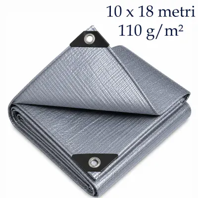 Prelata ranforsata profesionala, 10x18 m, multifunctionala, rezista la apa, soare, vant, inghet, 110 g/mp