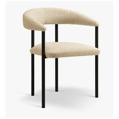 Scaun de living negru/crem cu cotiere tapițat Lea – Micadoni