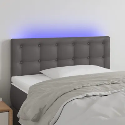 vidaXL Tăblie de pat cu LED, gri, 80x5x78/88 cm, piele ecologică
