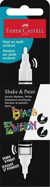 Marker acrilic cu două capete Faber-Castell Black Edition - Alb