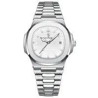 Ceas de mana Poedagar Analog Fashion Quartz Casual Otel Argintiu Alb