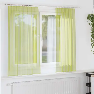 vidaXL Perdele Voile cu buzunare pentru bare 2 buc verde măr