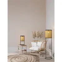 Veioza ERTO Nisipiu Negru Otel & Rattan LED E27 1x12 Wat 100-240Volt IP20 Fara bec Lungime cablu 150 cm Intrerupator On/Off