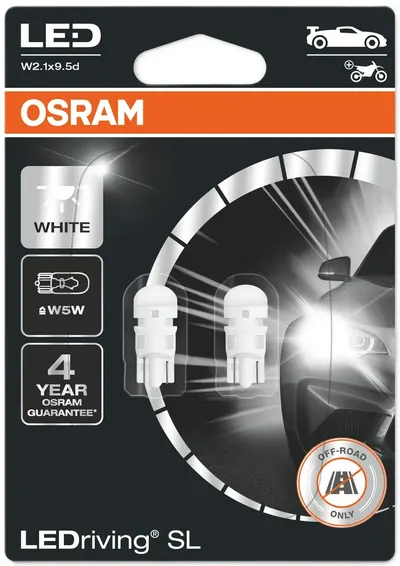 Becuri auto LED Osram - LEDriving, SL, W5W, 1W, 2 bucăți, albe