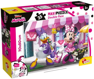 Puzzle cu două fețe Lisciani pentru colorare 35 piese - Minnie Mouse