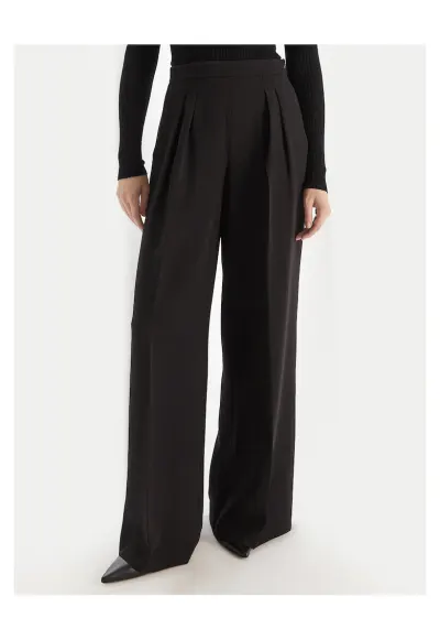 Pantaloni cu talie inalta - Palazzo - negru