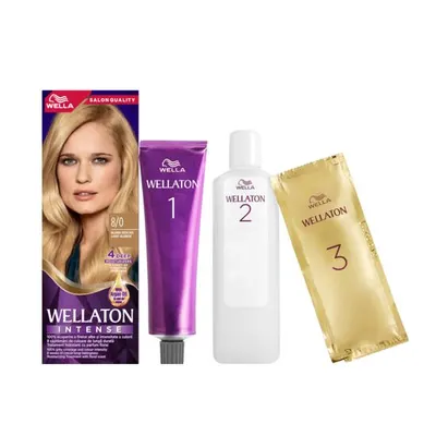 Vopsea de par permanenta Wellaton 8/0 Blond deschis, 110ml Engros