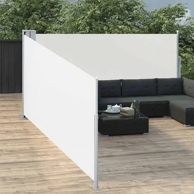 vidaXL Copertină laterală retractabilă, crem, 100 x 1000 cm