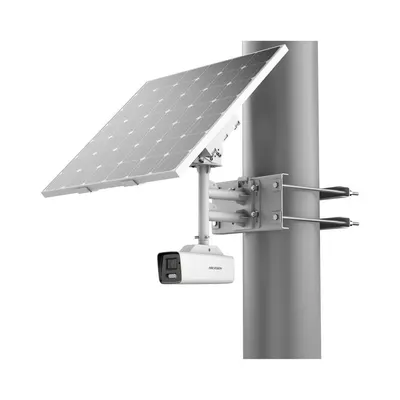 Kit camera supraveghere IP exterior 4G cu panou solar Hikvision ColorVu AcuSense DS-2XS6A47G1-LS/C36S80, 4 MP, 4 mm, lumina alba 30m, slot card, acumulator 30.000mAh, stocare 64GB eMMC