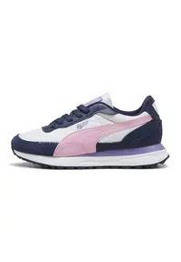 Pantofi sport cu model colorblock si garnituri din piele Road Rider BTS - Alb/Roz/Bleumarin
