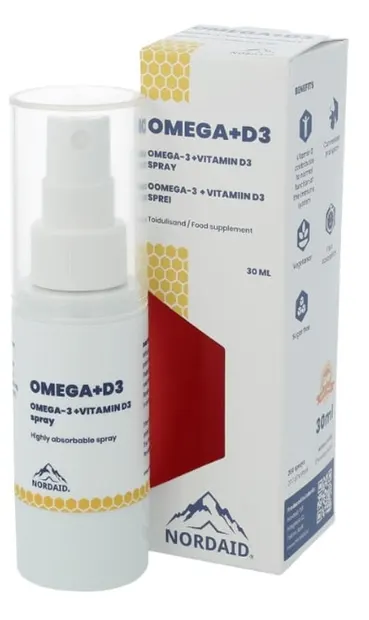 Omega + D3 Spray de gură, 30 ml, Nordaid
