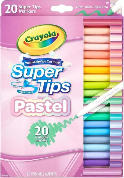 Markere Crayola Super Tips – 20 culori pastelate