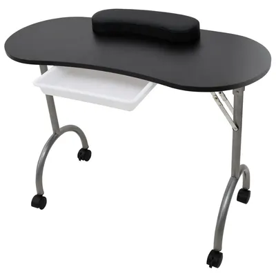 Masa pliabila pentru manichiura cu roti, negru