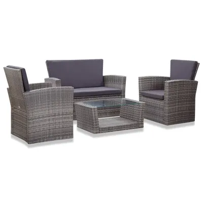 Gossi set mobilier de gradina cu perne, 4 piese, gri, poliratan
