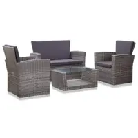 Gossi set mobilier de gradina cu perne, 4 piese, gri, poliratan