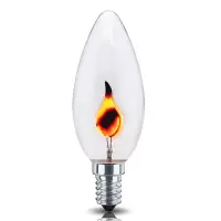 Bec efect flacara, putere 3W, soclu E14, lumina 2700K, 3 kWh, forma lumanare