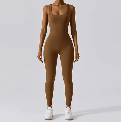 Salopeta Modelatoare pentru Sala, Decolteu Patrat si Spate forma U, Kaki - L, MIX15480-2173